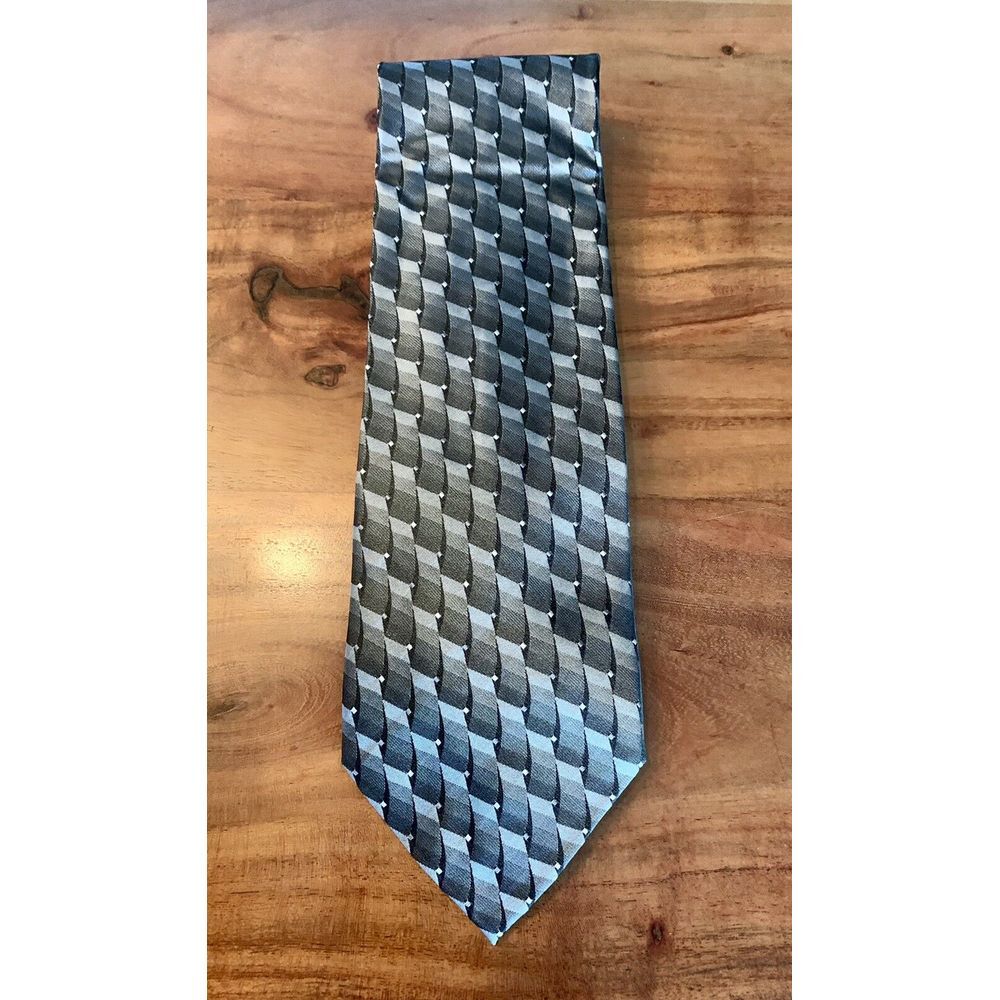Pierre Cardin 100% Silk Handmade Geometric Brocade Gray Tie